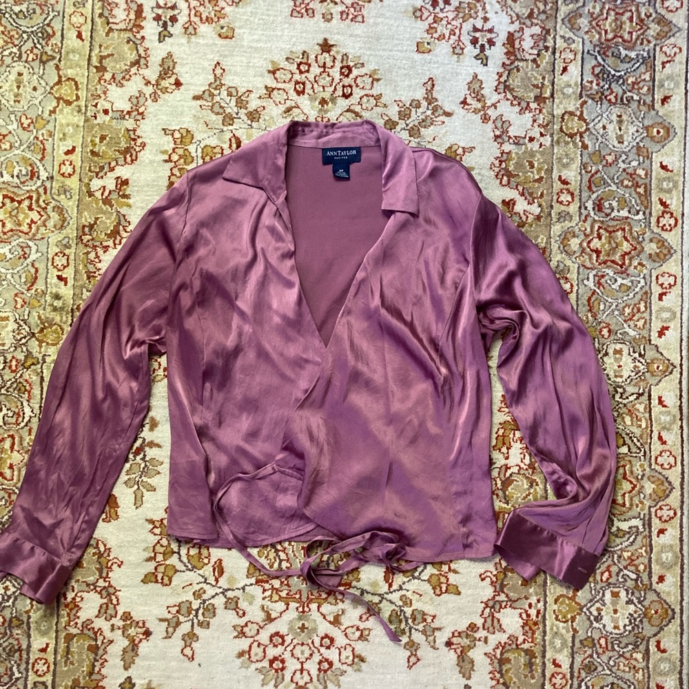 Silk wrap shirt🐏dusty rose 🐚